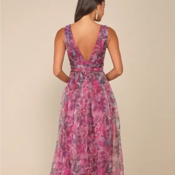 Lulu's Purple and Pink Floral Maxi Dress - Picture 3 of 6